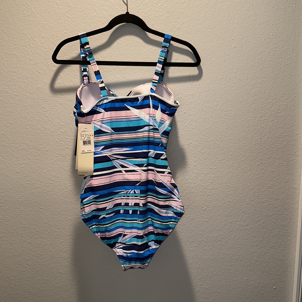 GOTTEX *Palm Beach* pink blue stripe one piece swimsuit 12D - Picture 4 of 5